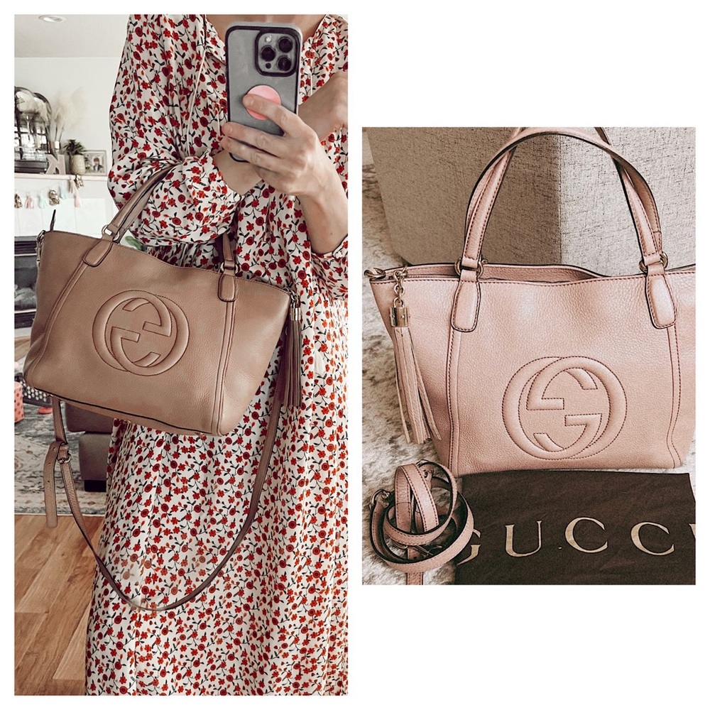 Gucci soho top handle crossbody pink beige 👛 - didn't end up wearing/using